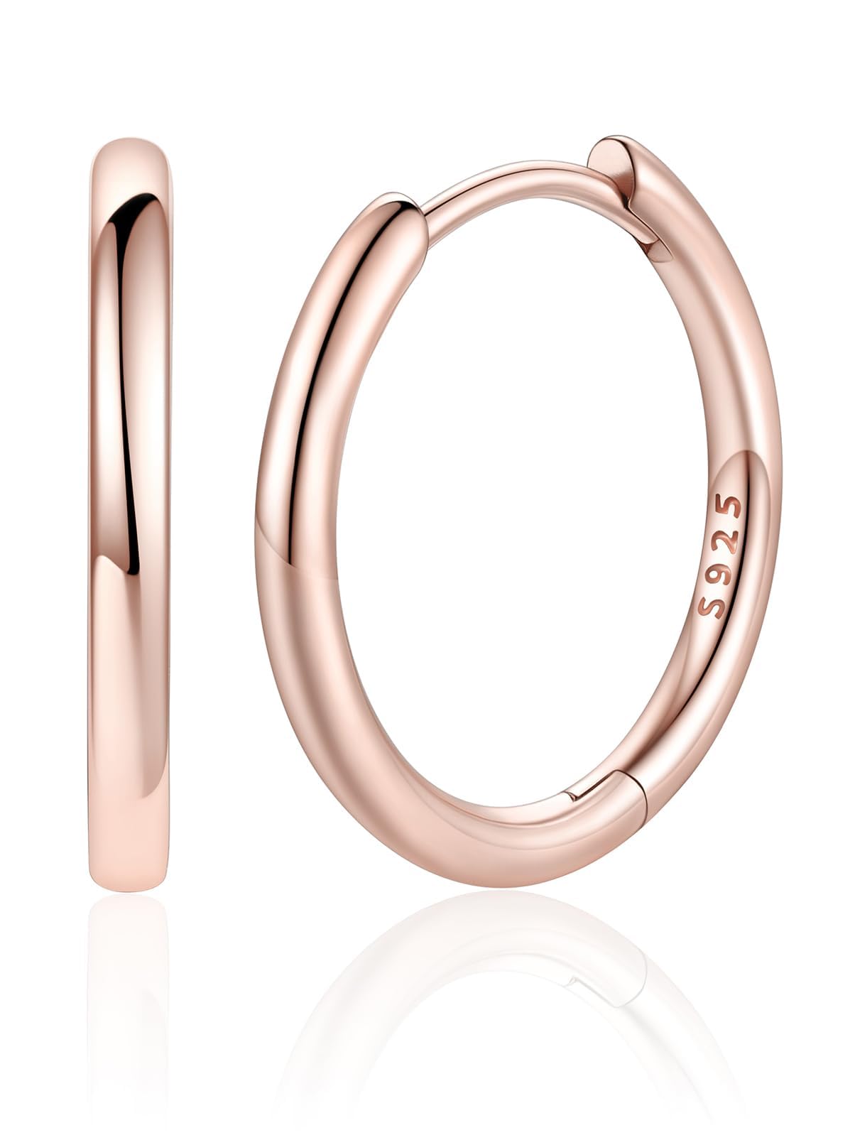 Silvora 14K Gold Plated Huggie Hoop Earrings for Women, Small Sterling Silver Hoops, Hypoallergenic Cartilage Earrings for Sensitive Ears 8/10/12/14/16/18/20MM