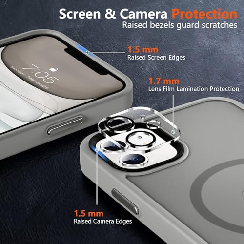 Image of MOCCA Magnetic Shockproof for iPhone 11 Case,Titanium Gray | 10ft Drop | Compatible with MagSafe | w / Screen & Lens Protectors | Anti-Slip Matte | Raised Camera & Screen Lip | Ultra-Slim