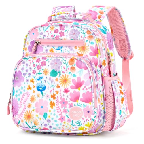 mibasies Toddler Backpack for Girls 2-4: Preschool Kindergarten Backpack - Cute Kids Backpacks for Girls - Flower Pink