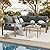 VONZOY 6 Pieces Patio Furniture Set, Wood-Look Metal Outdoor Sectional Furniture Conversation Set, L Shape Patio Couch with Side Table, 6.5" Thick Olefin Cushions for Garden, Backyard, Deck(Dark Grey)