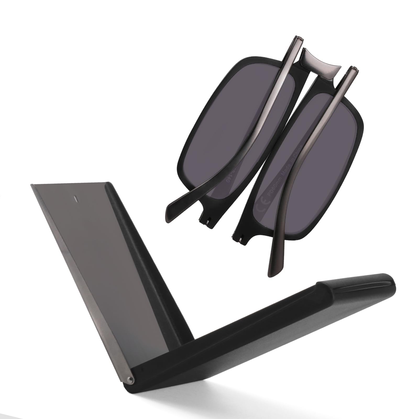 Unbreakable Evolved Flat Folding Reading Glasses, Full Size Blue Light Foldable Portable Readers with Case