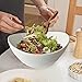 Qlans Ceramic Oval Salad Bowl Set, Comes with Wooden Salad Utensils - Large Mixing Deep Bowl, Large Capacity 116OZ