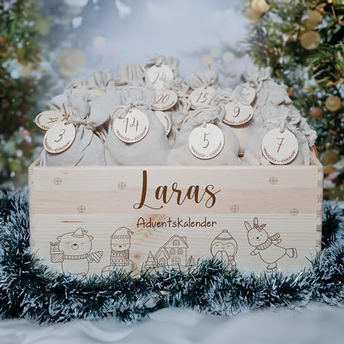 Weihnachtsdeko in Kiste 14 KIDSMOOD - Personalisierter Adventskalender 2025 für Überraschungen,...