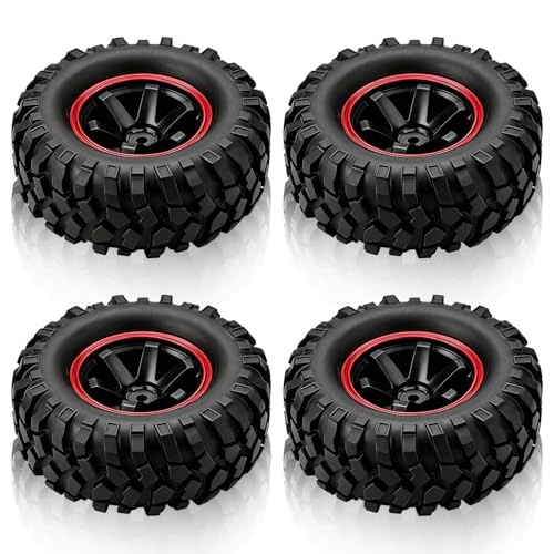 1/10 RC Radreifen, 4 Stück 96x38mm 12mm Hex Universal 6 Loch RC Radreifen Gummireifen Offroad Räder Raupenräder RC Auto Reifen Räder Naben Set Upgrade Zubehör für RC Crawler Geländewagen Maßstab 1:10