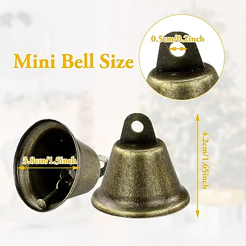 HXMJIED 60 Pcs Antique Bronze Jingle Bells - 38MM Mini Hanging Vintage Bells for Christmas and Crafts, 3.8 CM - Image 2
