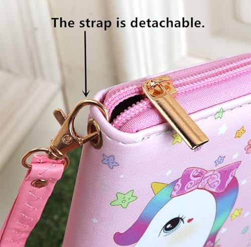 Little Girls Wallet with Strap Girls Cute Small Wallet with Coin Pouch Teen Girls Mini Coin Purse with Strap Cute Cartoon Card Holder4