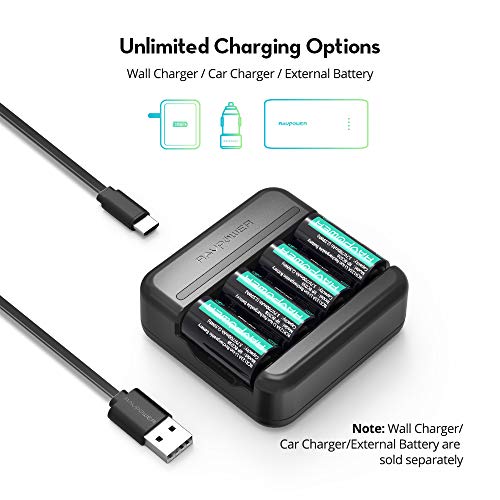 image for CR123A Rechargeable Batteries RAVPower [8 Pack 3.7V 700mAh ] Protected
