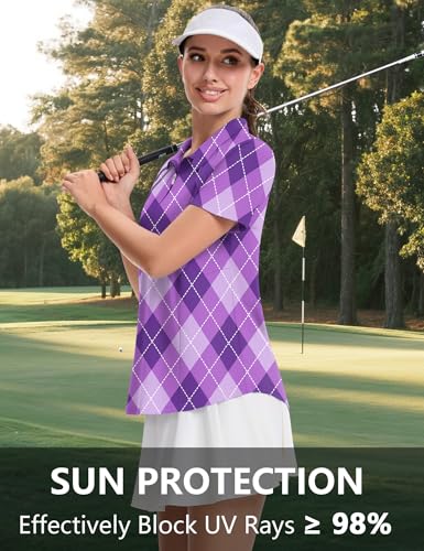 Image of LOMON Womens Golf Polo Shirts Summer Short Sleeve 1 /4 Zip Tops Moisture Wicking Casual Tennis Activewear with Pockets