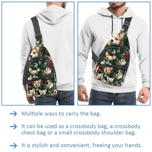 Mochila cruzada para perros de Navidad con correa ajustable multicolor talla única 3