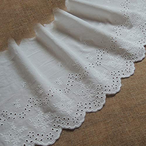 2 Yards Of 19Cm Width Floral Embroidered Cotton Eyelet Fabric Trim #TOP5