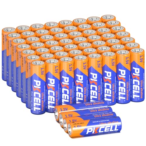 Pilas AA, 1,5 V, 60 Unidades, Pilas alcalinas LR6, 10 años de Vida útil, Ideales para Dispositivos de Uso Diario como teclados, Relojes y mandos a Distancia, PKCELL