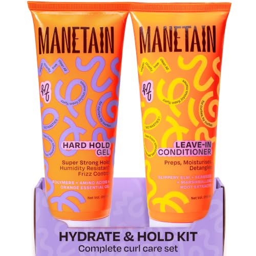 Image of MANETAIN Hydrate & Hold Curl Kit | Leave-in Conditioner 200ml & Hard Hold Gel 200ml for Curly Hair | Long-Lasting Definition, Frizz Control & Moisture for All Hair Types
