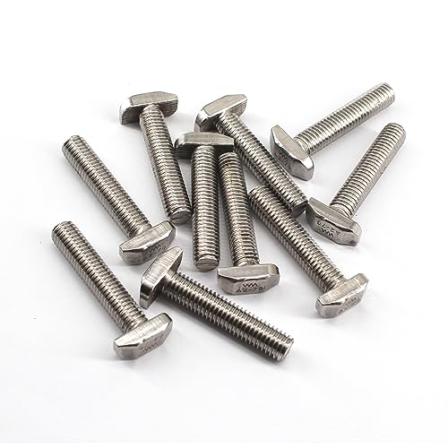 Image of 20Pcs M8x20mm 304 Stainless Steel T-Slot Bolt Full Thread T-Shaped Bolt Screw 17.8mm Head Size
