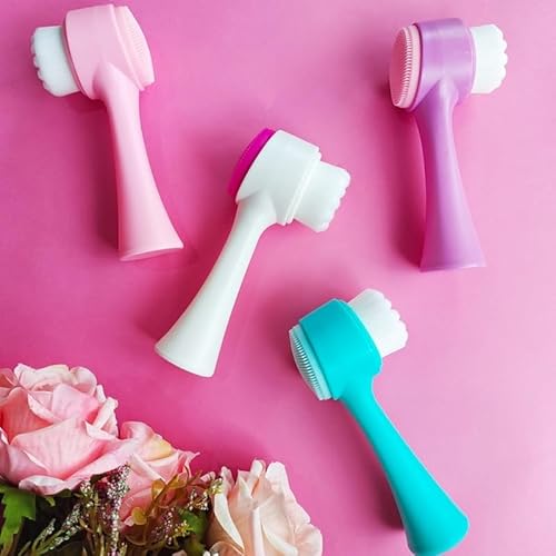 Escova de Limpeza Facial 2 em 1 Massagem/Esponja para Cuidados da Pele, Pequena, Adequada para Uso D