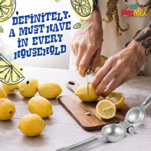 Genuine Made In Mexico Lemon Squeezer Premium Cast Aluminum Lemon Lime Squeezer, Heavy Duty, Manual Press Lime Juicer And Citrus Press, Commercial Grade, Exprimidor De Limon (2.4") (Large) #TOP4