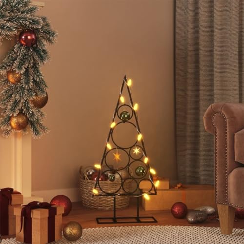 Árbol de Navidad decorativo de metal negro 60 cm, 359597