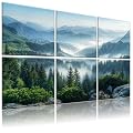 HIRESC Decorative Acoustic Panels 6 Pack, 72"x48" Large Sound Absorbing Wall Art Panels, Self-Adhesive Sound Proof Foam Panels for Bedroom, Home Theater, Studio, Office - Mountain