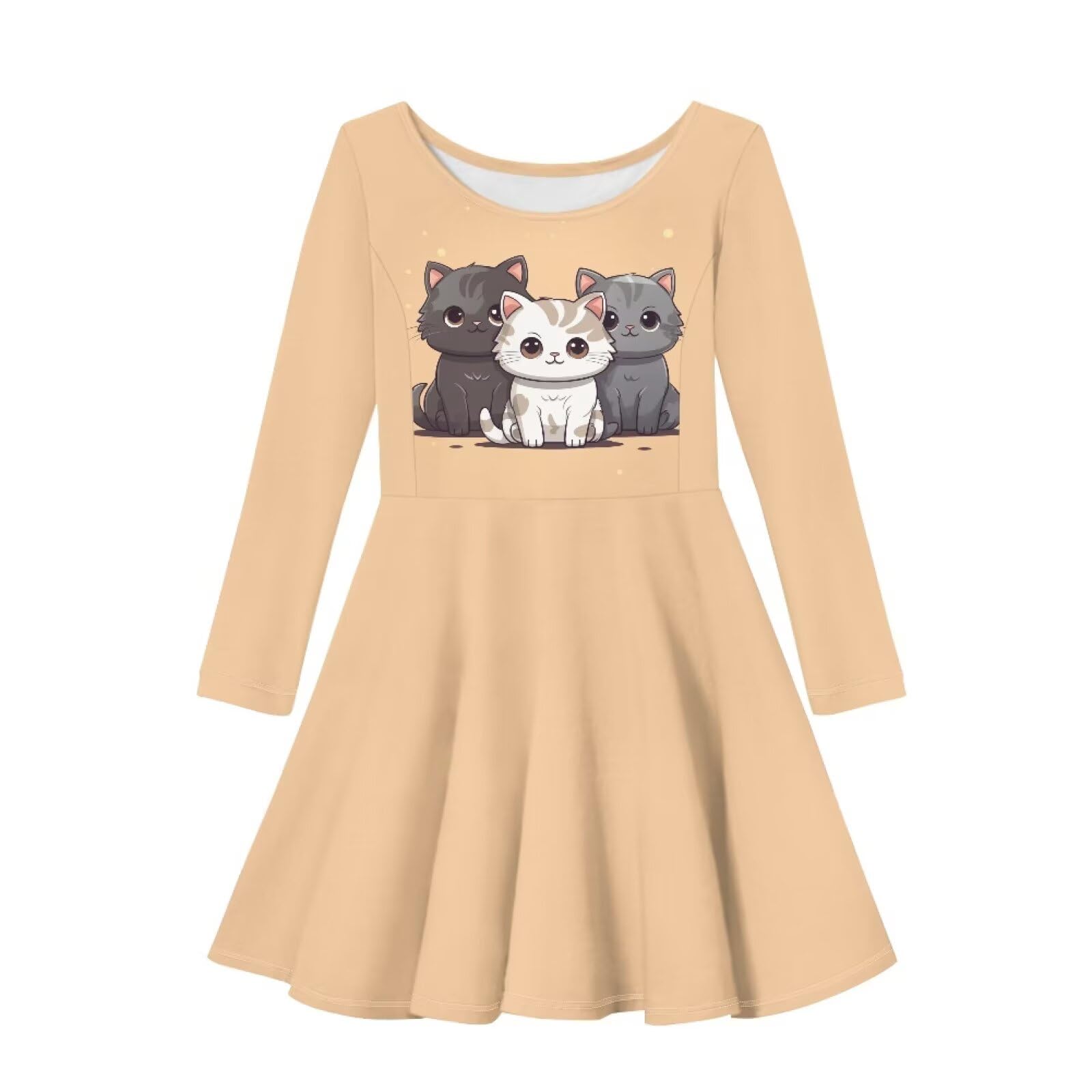 ZPINXIGN Girls Fall Dress Long Sleeve Swing Skater Dresses Cute Outfits for Party Casual