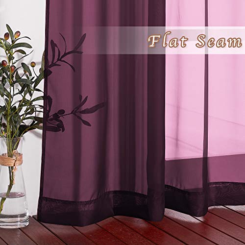 Image of NICETOWN Voile Red Sheer Curtains 84 Inches Long, Grommet Airy & Lightweight Window Draperies Translucent Elegant Panels for Living Room /Bedroom, Burgundy Red, W54 x L84, Set of 2