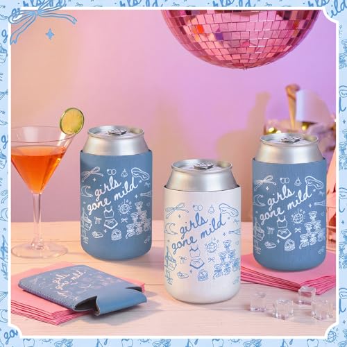Image of SiliFine 12 Pcs Bachelorette Party Can Sleeves Bulk Coquette Bachelorette Decoration Cowgirl Can Sleeves for Bridal Shower Gifts (4 x 2.4 Inches,Girls Gone Mild)