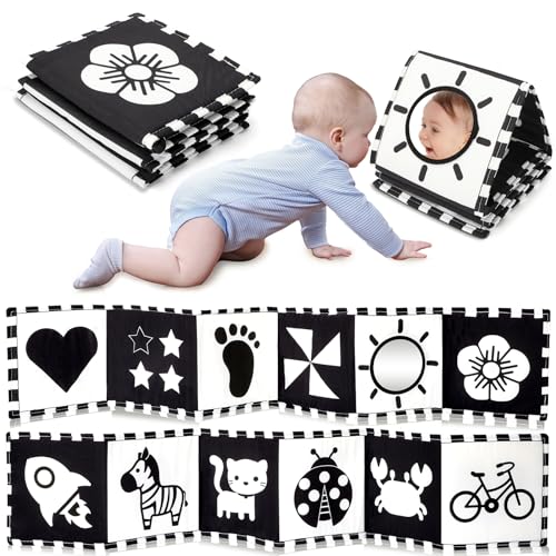 URMYWO Black & White Kontrastbuch - Babybuch - Schwarz Weiß Doppelseitig Baby Stoffbuch - Kontrast Spielzeug Baby 0 3 6 12 Monate - Ideal… – Ansicht 5