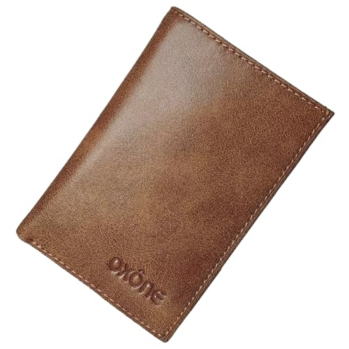 Slim Thin ID/Credit Card Holder RFID Blocking Genuine Leather Bifold Front Pocket Minimalist mens Wallet for Men & Women-Vintage Tan