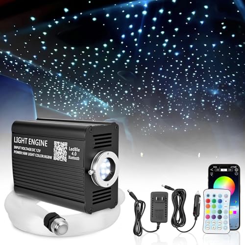 Twinkle Starlight Headliner Kit 500pcs 0.03in/9.8ft 16W LED Star Ceiling Fiber Optic Light Kit APP/Remote Control Star Effect for Truck SUV Home Ceiling Party Theater