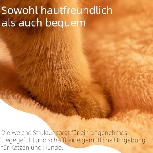 2 in 1 Warmes Katzenbett Winter 45cm, Kuschelhöhle Katze & Hundehöhle Kleine Hunde, Waschbar & Faltbar, Katzenkorb mit Dach, Plüsch Katzenschlafplatz & Versteck für Katzen mit Fellhandschuh(M)
