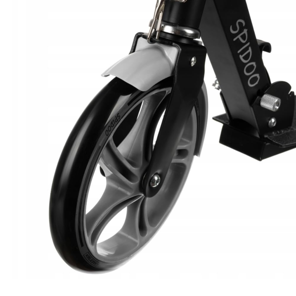 KRUZZEL Roller Kinder Klappbar ab 8 Jahren bis to 100 kg 200-mm-Räder - Höhenverstellbar Lenkrad 87–92–98 cm -Scooter Grau mit Fußbremse und Flaschenhalter - Aluminiumrahmen 25629