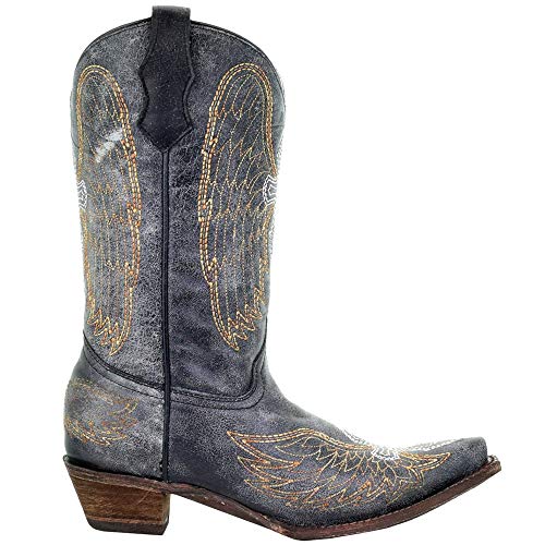 Corral Western Boots Girls Leather Cowboy Heel Snip Toe Black A1029 - Main Image