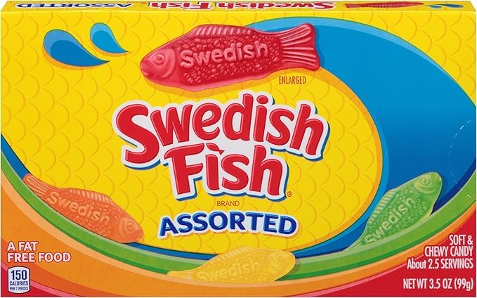 Swedish Fish Assorted Box – 99g – Weiche Fruchtgummis aus den USA – Bunter Süßigkeiten-Mix