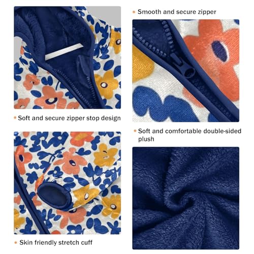 Floral Girls Fleece Jacket Girls Fall Jacket Girls Zip Up Hoodie Girls Sherpa Jacket 2-10T3