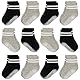 GRPSKCOS Rutschsocken Socken Kinder 12 Paar Stoppersocken Baby ABS Socken Kinder Antirutschsocken für 0-7 Jahre Jungen Mädchen（#4 Schwarz+Hellgrau 0-6 Monate）