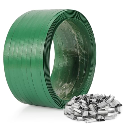 Heavy Duty Packaging Strapping Banding Roll - Green Polyester PET Industrial-Grade, 2000' x 5/8