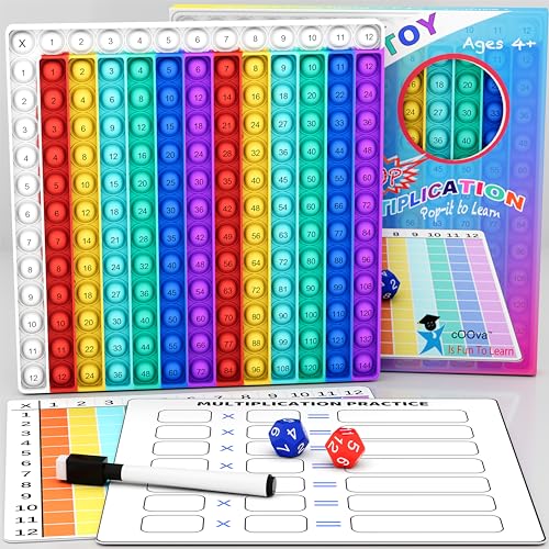 Multiplication Chart Pop It - Multiplication Game Board, 12x12 Times Table Math Game Board for Kids Learning, Educational Multiplication Machine Toy