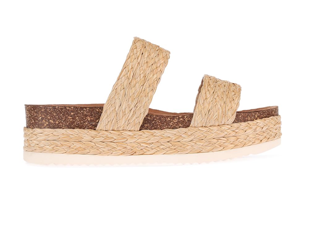 Mezent Platform Sandals Women Wedges Slides Espadrilles Bohemia Sandals Raffia Wedge Outdoor Open Toe Beach Sandals
