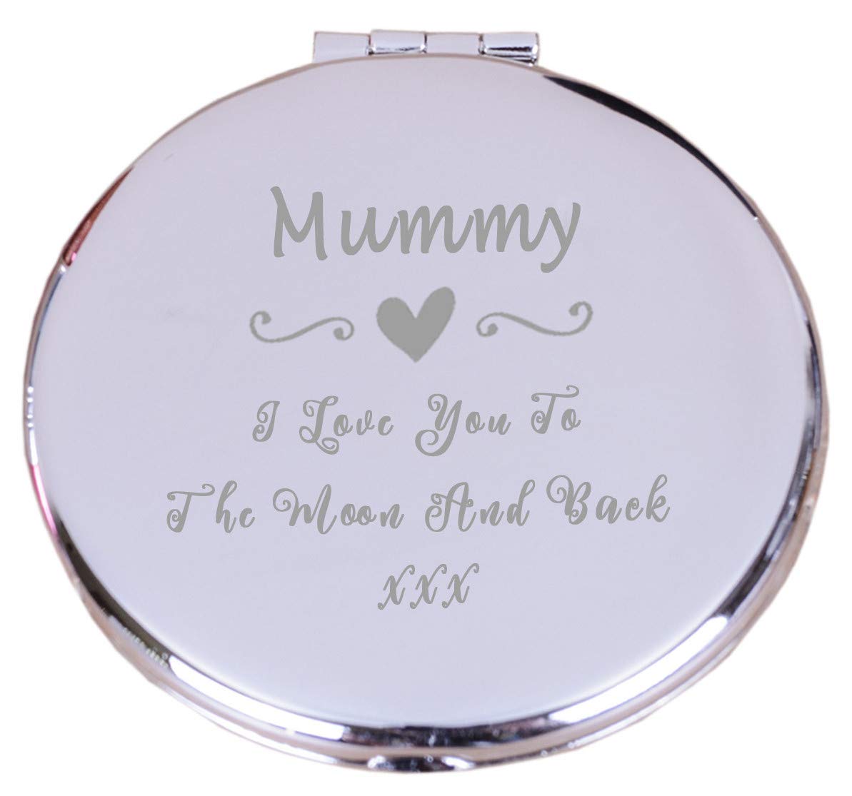 Chris Bag Of Goodies Mummy I Love You To The Moon and Back Heart and Swirl Compact Mirror Keepsake From Son Daughter