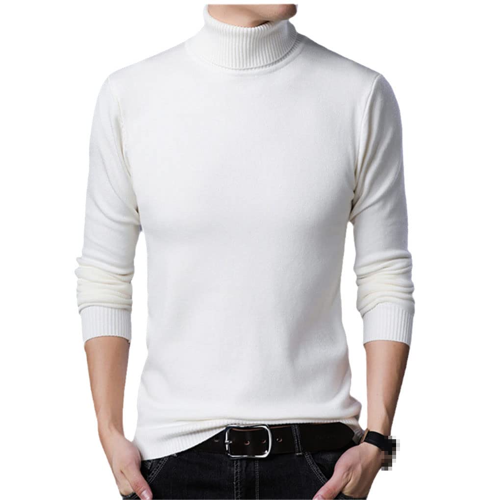 Hamthuit Suéter de cuello alto para hombre de invierno suéter de punto delgado suéteres de los hombres casuales elásticos de cuello alto suéteres
