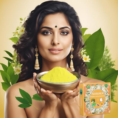Image of NAMAKA 100% Herbal Ubtan Bath Powder - Natural Body Scrub & Face Pack for Glowing Skin, Exfoliating, Nourishing & Soothing Aromatherapy (500 gram)