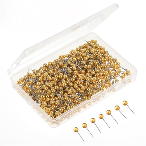 Dimeho 500 sztuk przypinek do kart 1/8 cala, małe okrągłe końcówki, koraliki dekoracyjne Push Pins Card Tackle (złote)