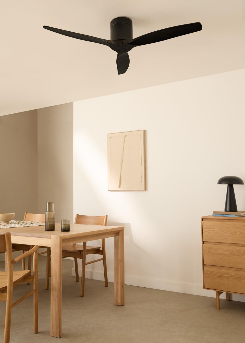 CREATE / WINDCALM M/Deckenventilator ABS Schwarz mit WLAN und Fernbedienung / 40W, Leise, Ø132cm, Timer von 1 bis 4 Std, DC-Motor, Sommer-Winterbetrieb