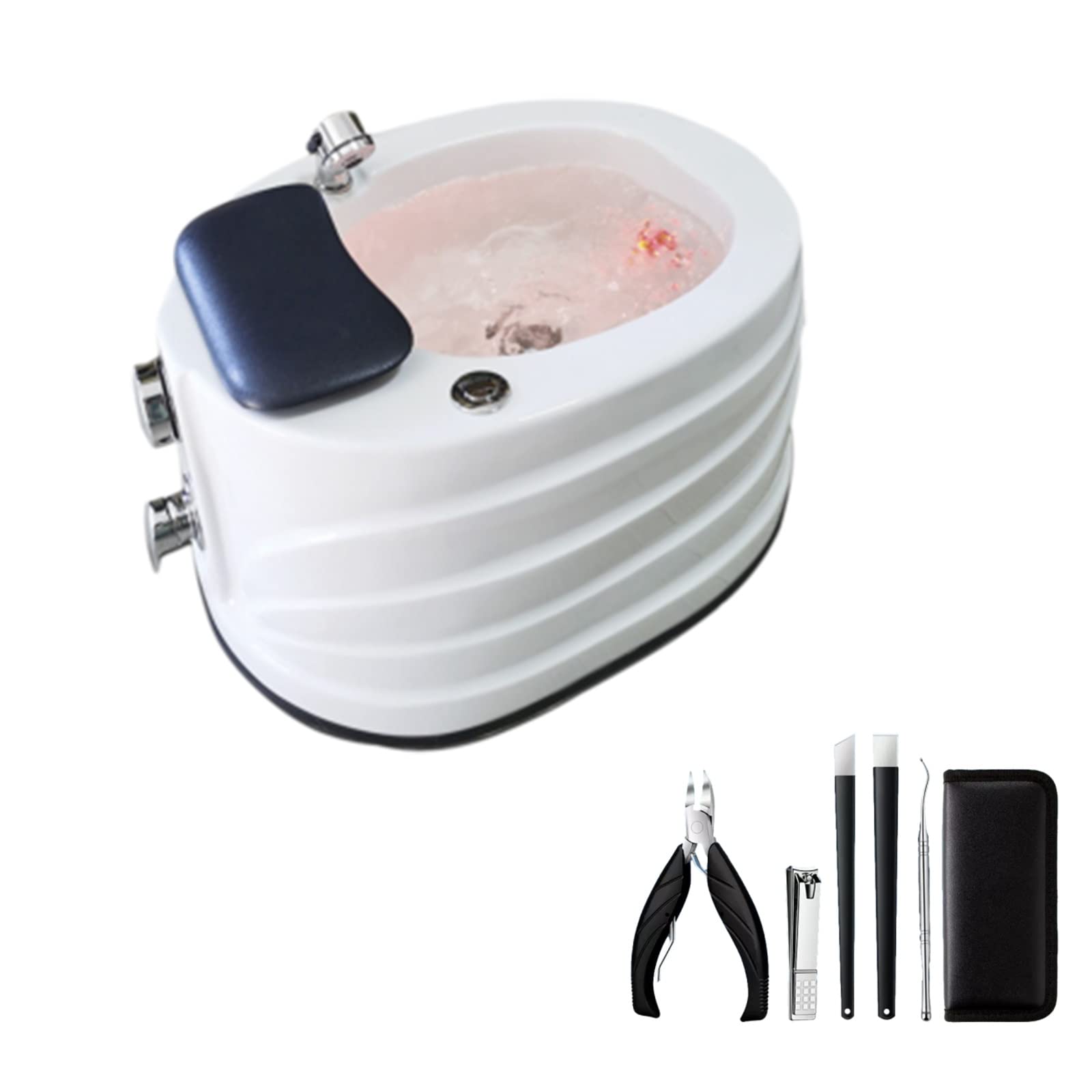 WYOERN Massage Foot Bath Pedicure Bowl Feet Soaking Tub Pedicure Kit Foot Spa with Pedicure Foot Rest Acrylic Foot Bath Foot Basin Foot Chair Spa Massage Foot Bath Barrel (Size : Bath+Pedicure)
