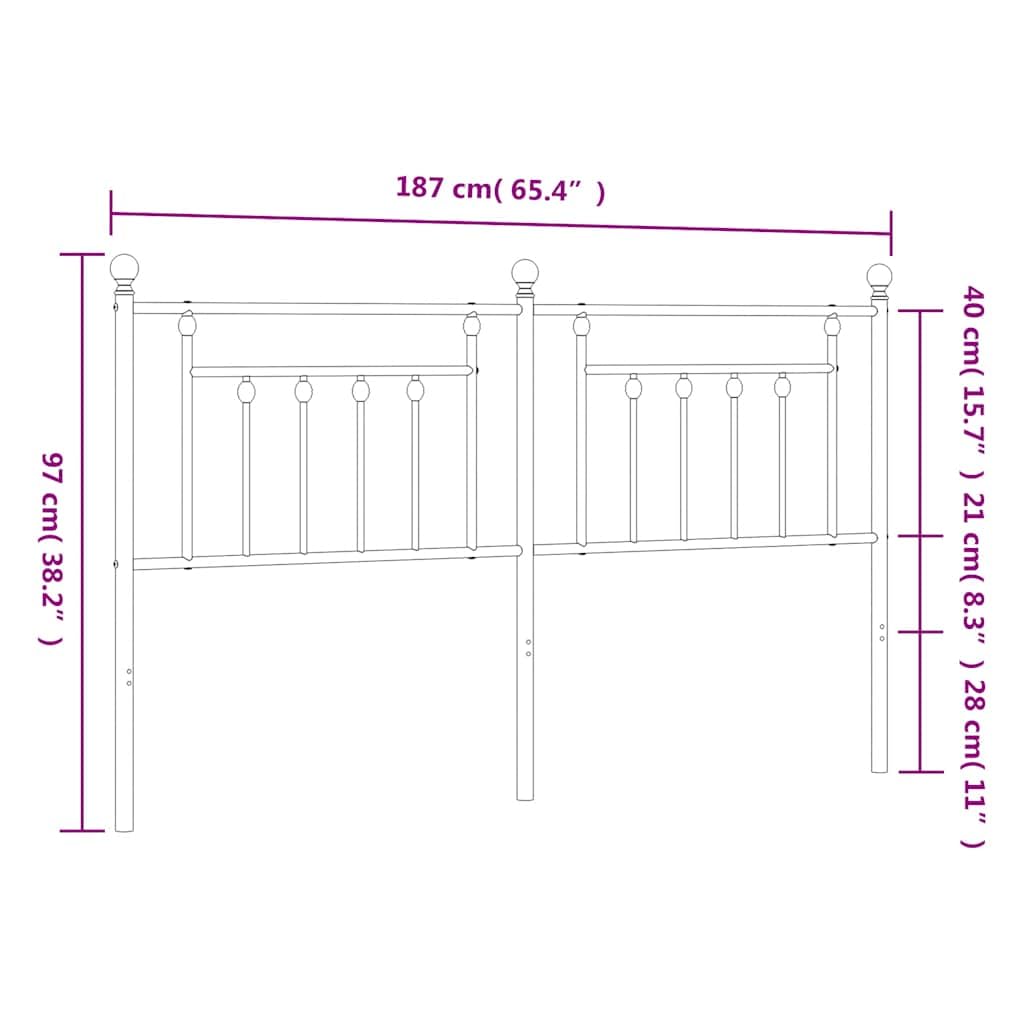 vidaXL Testiera di Ricambio in Metallo Nero 180 cm