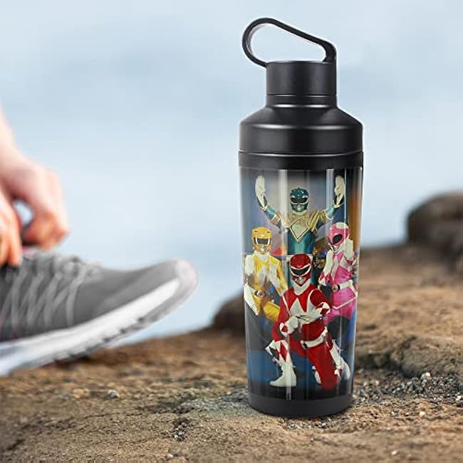 Power Rangers OFFICIAL Stance 18 oz Insulated Water Bottle, Leak Resistant, Vacuum Insulated Stainless Steel with 2-in-1 Loop Cap