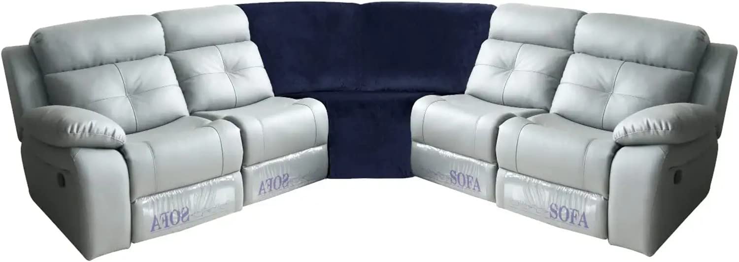 LINGKY Sofa Covers Corner Sofa Covers, 7-Piece Sectional Couch Cover Corner Sofa Slipcover, L Shape Sectional Recliner Sofa Covers, Thick Plush Velvet Furniture Protector Cover (Navy,Corner Piece)