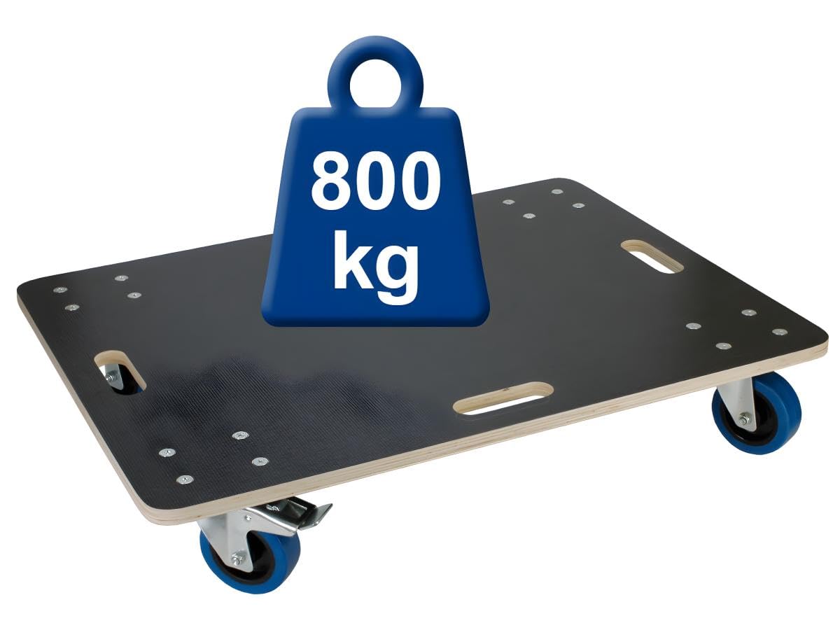 ECD Germany Chariot à roulettes avec 2 à Frein - 60 x 80 cm - Jusqu'à 800 kg - Plaque de sérigraphie - Roues en Caoutchouc Pivotantes - Transport de Meubles - Aide au Transport - Chariot Déménagement