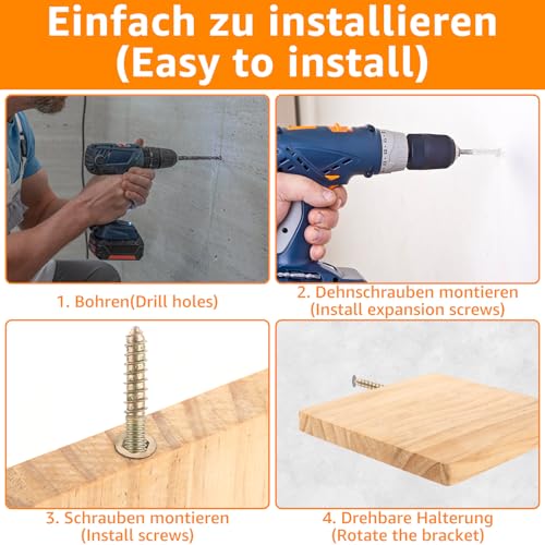 Oungy 4 Stück Schwebendes Wandregal, Kleines Wandregal, Schweberegal Holz, Mini Wandregale, Regal Klein Wand, Schweberegale für Kleine Dekoration, Wall Shelves für Schlafzimmer, Wohnzimmer, Küche