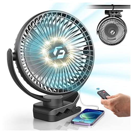 Korbot 8-inch Clip-on Fan - 12000mAh Portable Rechargeable Battery With 3 Speeds and Strong Airflow, USB Small Desk Personal Quiet for Office, Stroller, Bedroom and Camping