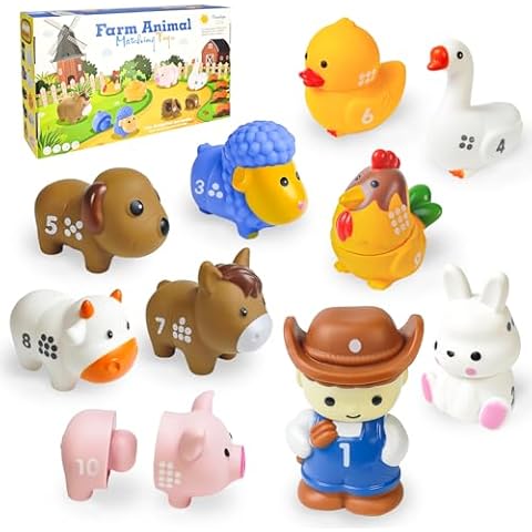 Asago Farm Animals Matching Toys for Toddler 1-3, Little People Animal Learning Resource Montessori Toy for 1 2 Year Old, Fine Moto Skill Development for Baby 12+ Month Age 1 2 3 2-4 Cover