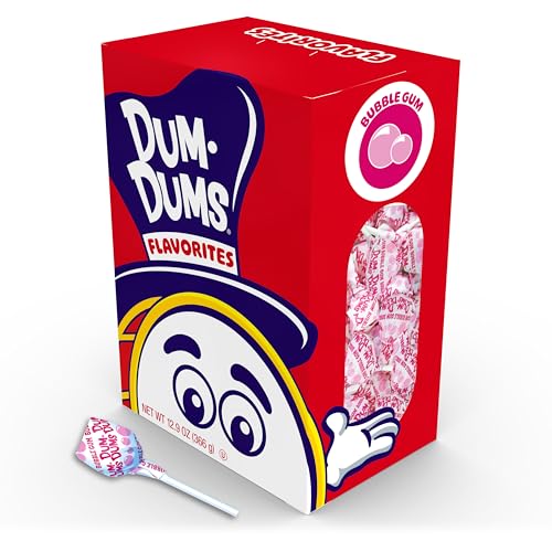 Dum Dums Bubble Gum Lollipops - Bulk Candy Bag with Lollipops Individually Wrapped, Single Flavor Gourmet Suckers - 50 Count